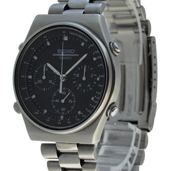 Rare Men's Vintage Seiko 39mm Black Dial Chronograph Quartz Watch Ref 7A28-701A! - Picture 2 of 9